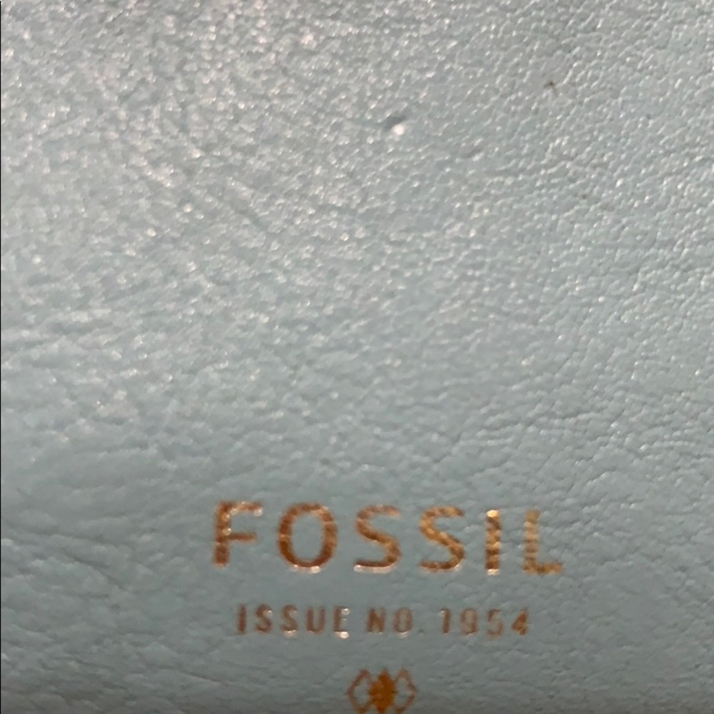 FOSSIL blue leather & gold hardware crossbody bag - Picture 7 of 7